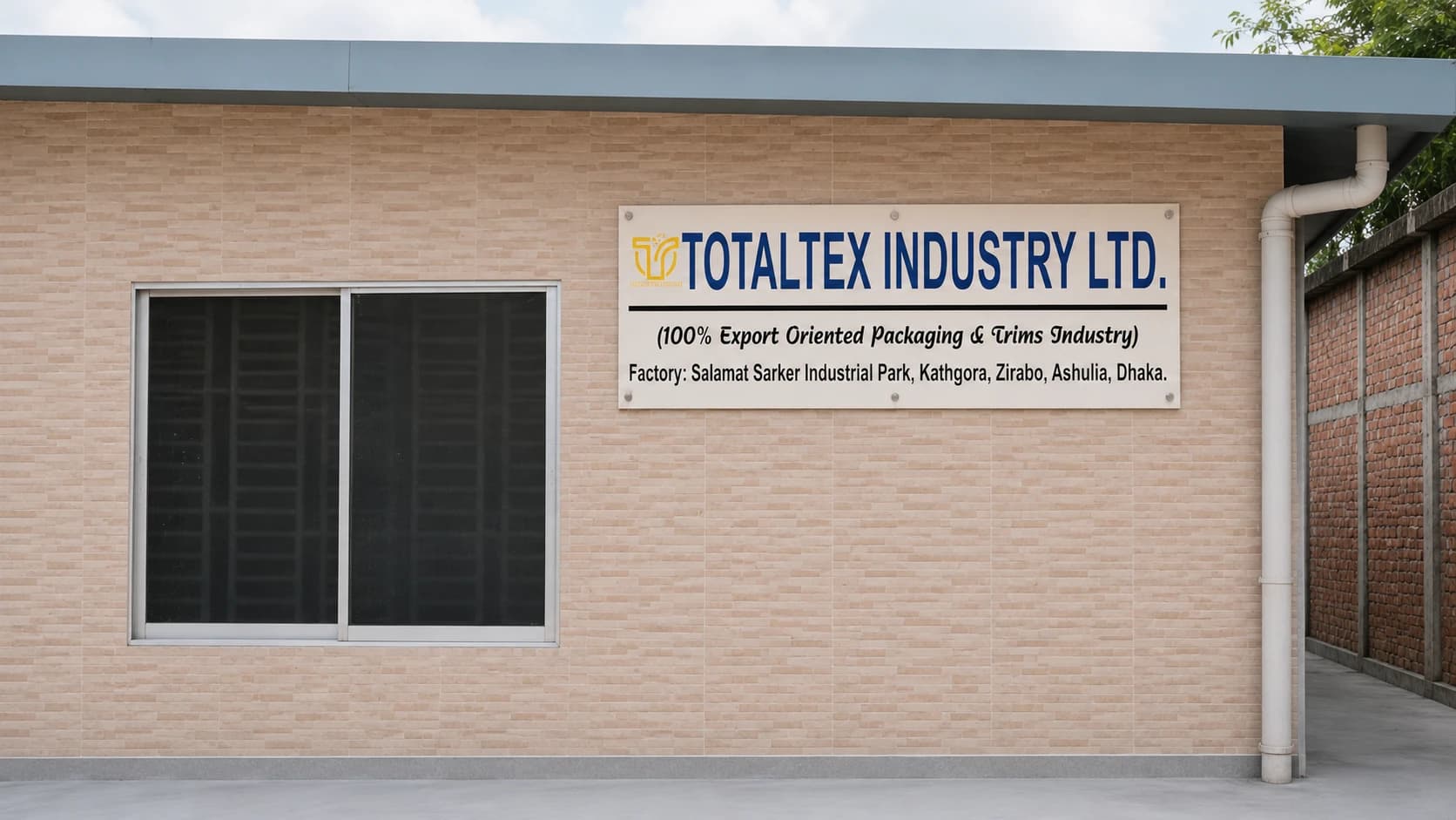 TotalTex Industry Ltd. signage at the Salamat Sarker Industrial Park facility